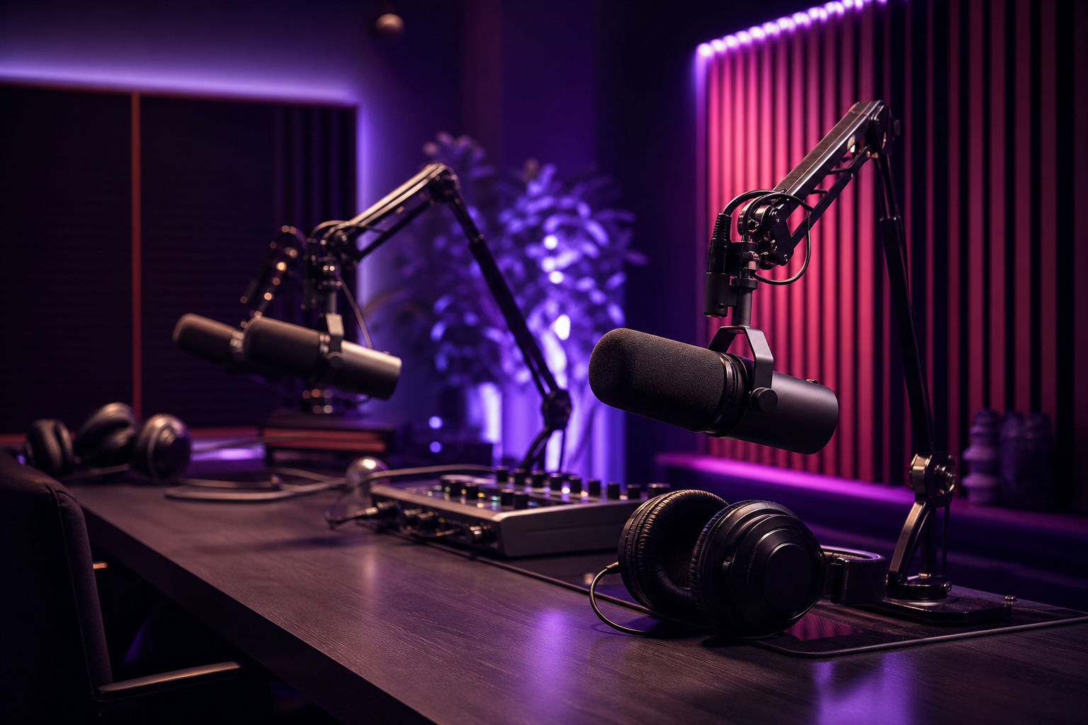 Setup podcast con microfoni